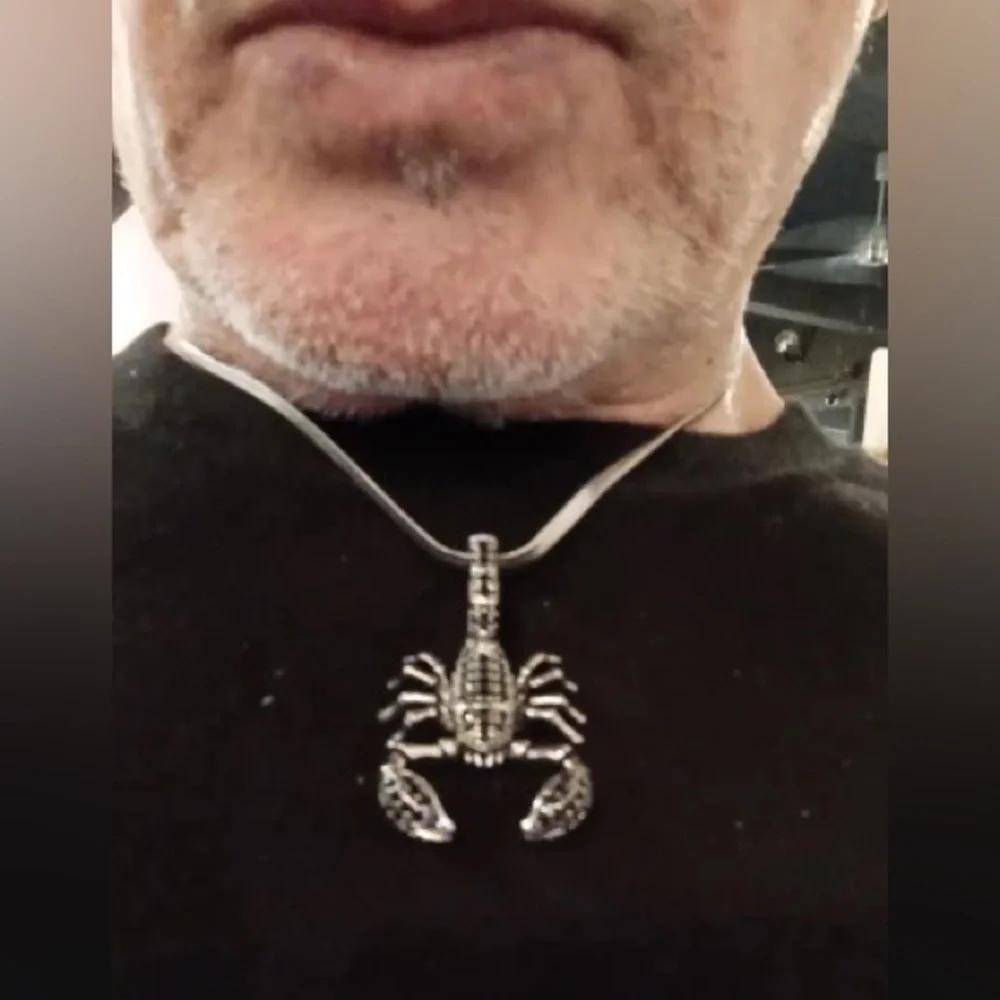 Anthro Pendant Scorpion Black Fashion Jewelry 925 Sterling Silver Rebel Men - Picture 4 of 16